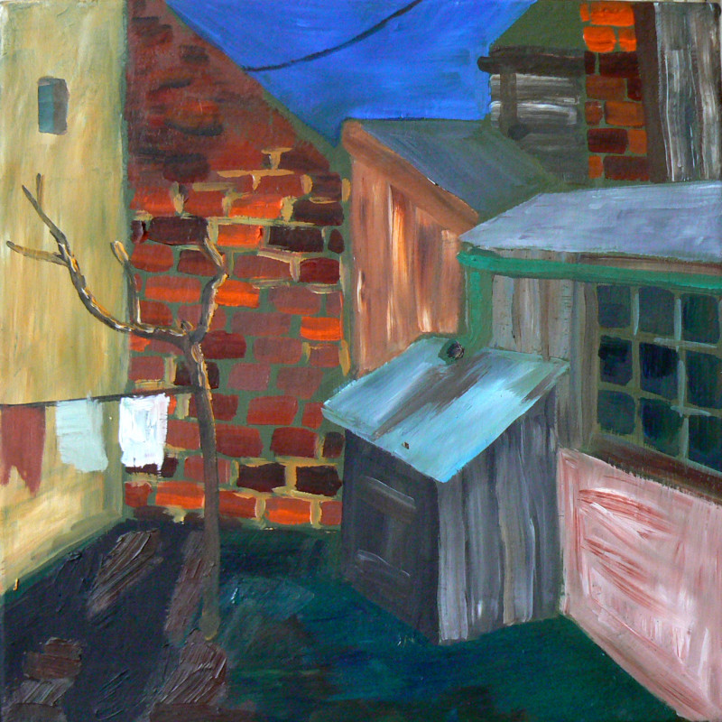 Kůlny, olej na plátně, 40x40, 2007