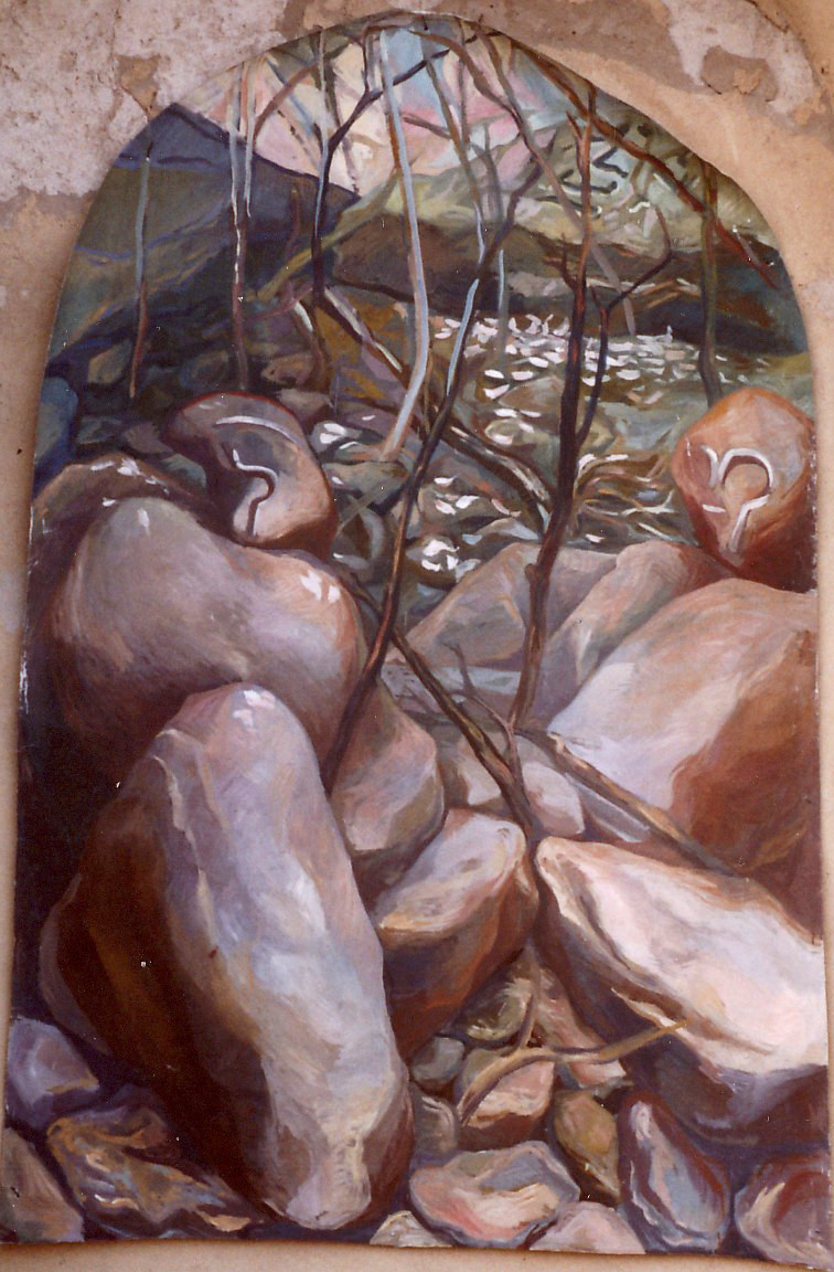 Hlídání sv. hrobu, kvaš, papír, 2004,150x200cm