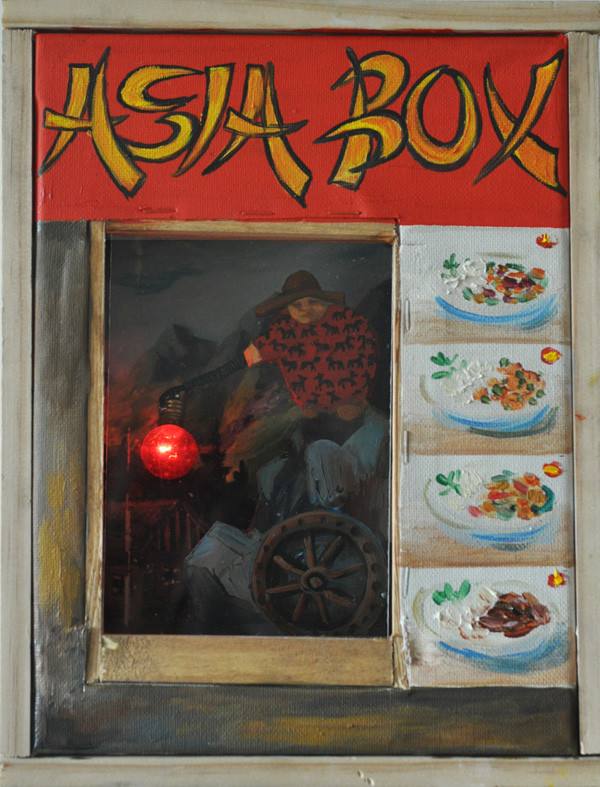 Asia box, kombinovaná technika, 20x15