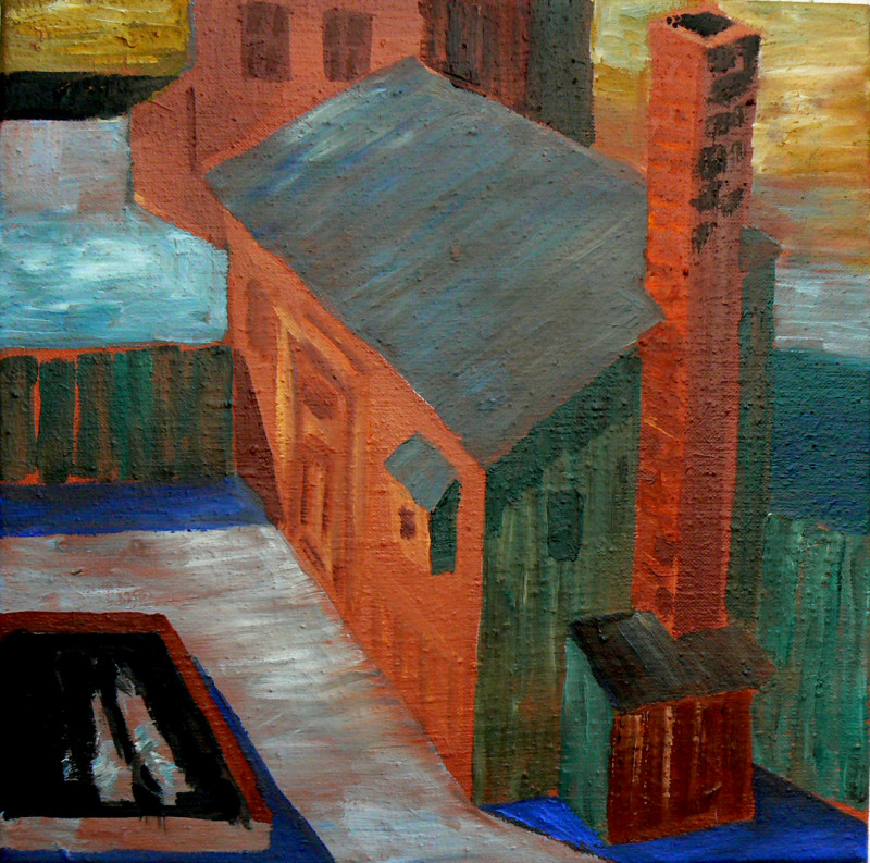 Kůlna, olej na plátně, 35x35, 2007