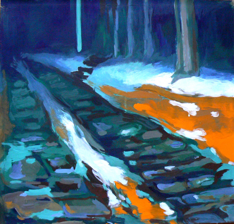 Stará cesta, tempera na papíře, 71x75, 2005