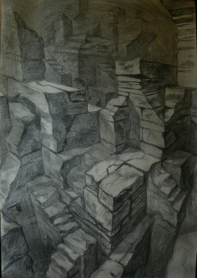 Město, uhel na papíře, 105x170, 2006