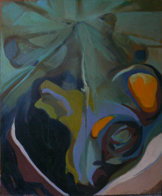 Žába, olej na sololitu, 55x45, 2005
