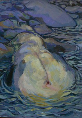 Vyplavený živočich, tempera na papíře, 64x90, 2005