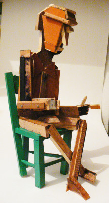 Nová židle, dřevo, plech, 40 cm, 2009