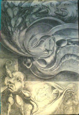 Smysl života, uhel na papíře, 157x106, 2005