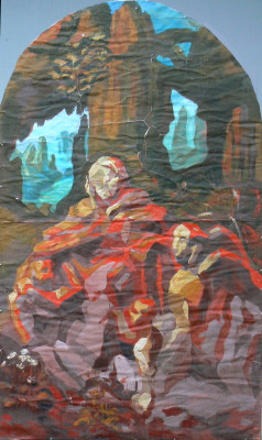 Madona ve skalách, kvaš na papíře, 180x300, 2006