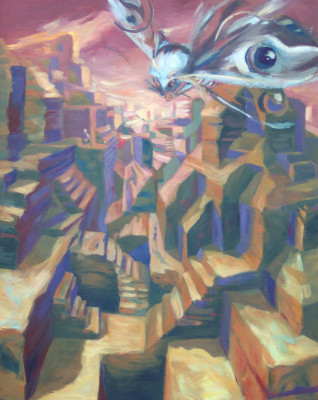 Můra nad městem, olej na plátně, 130x160, 2005