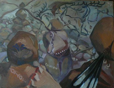 Lovci, olej na sololitu, 80x60, 2004