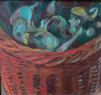 Košík, olej na překližce, 24x26, 2005