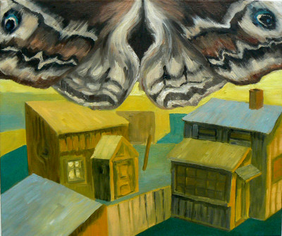 Motýl nad kolonií, olej na plátně, 2007