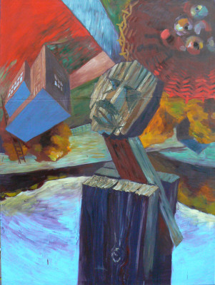 Na jablkách, olej na plátně, 2008