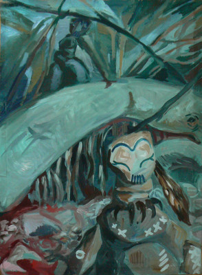 Zabíječ velryb, tempera na papíře, 51x36, 2004
